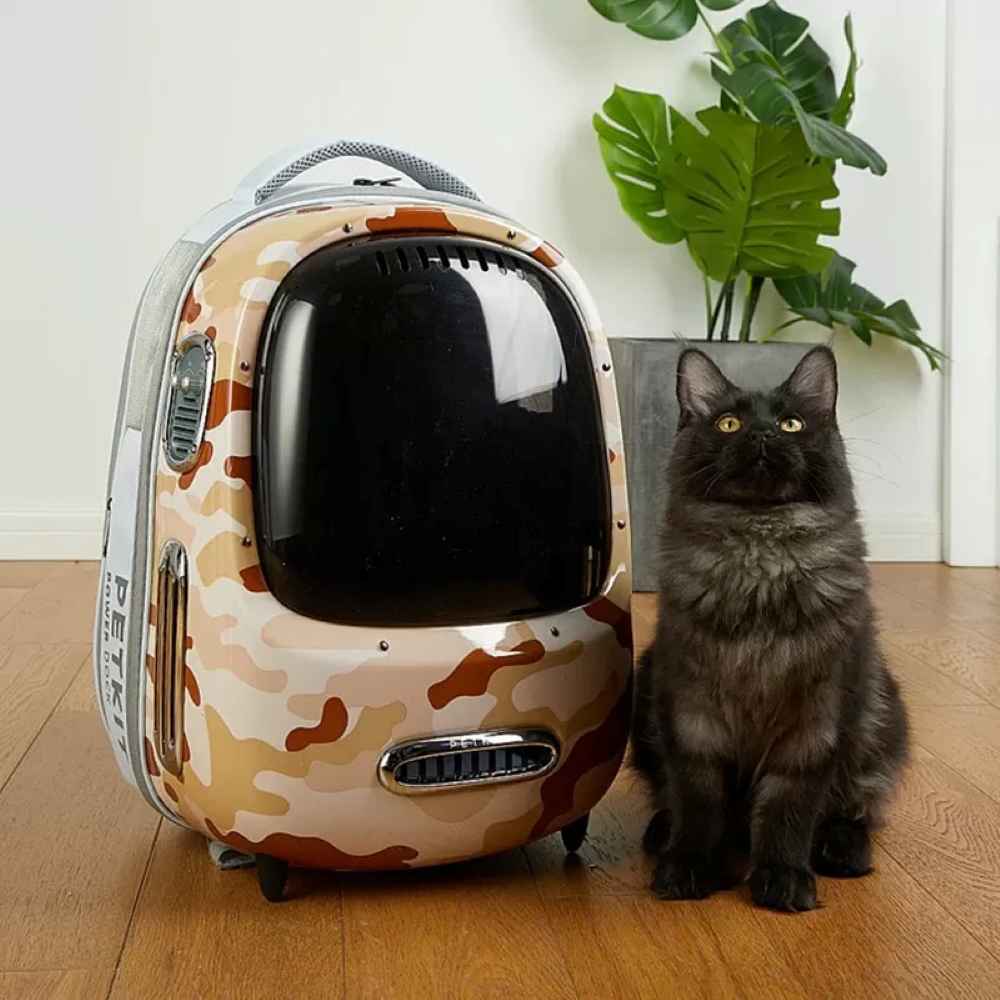 Rucsac transport animale de companie PETKIT Cat Travel 2, Hublou, plastic, 33 x 30 x 45 cm, camuflaj