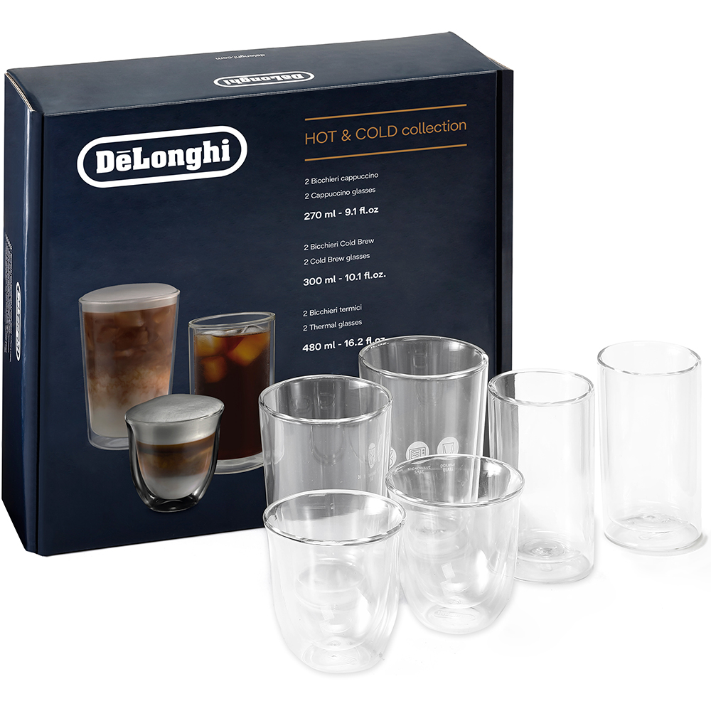 Set pahare cafea DELONGHI Mix Hot&Cold DLSC326, 6 piese, 270-480 ml, sticla ml