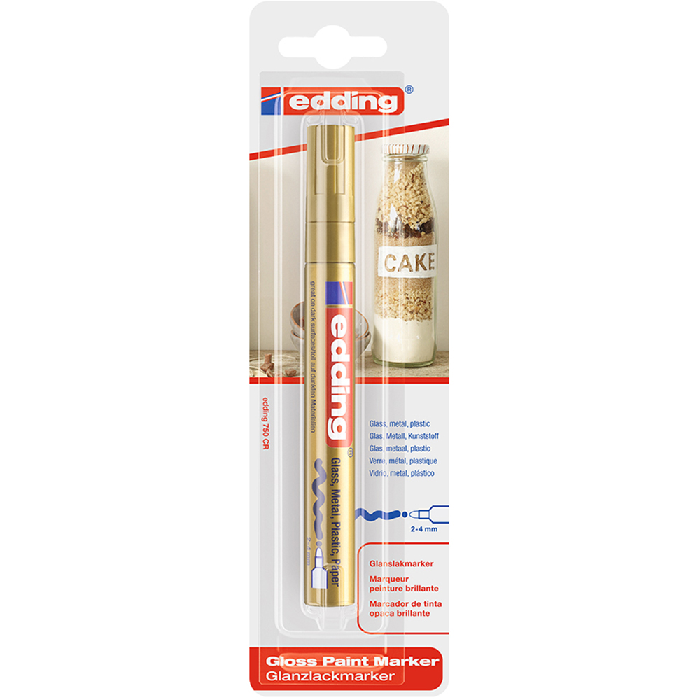 Marker permanent cu vopsea EDDING 750, corp metalic, 2-4 mm, auriu