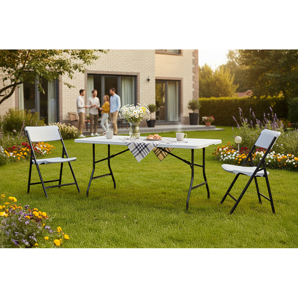 Scaun terasa NEWSTORM Morgan, otel, 47.2 x 53.5 x 83.7 cm, gri-negru