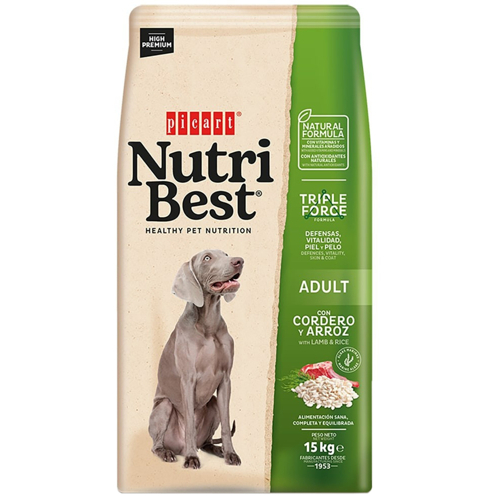 Hrana uscata pentru caini NUTRIBEST, Adult, Miel si orez, 3 kg