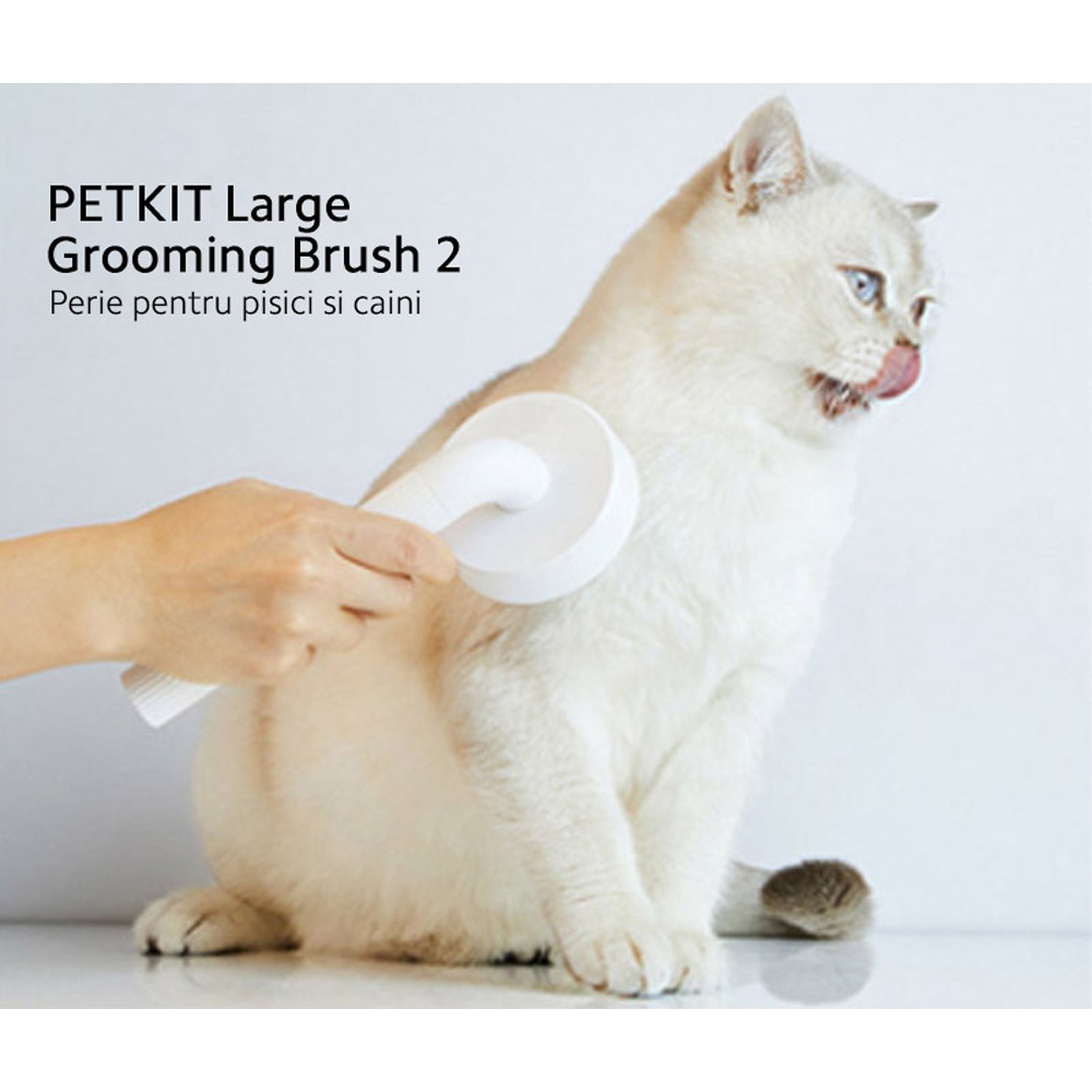 Perie animale de companie PETKIT Large Grooming 2, 19 x 8.5 cm, alb