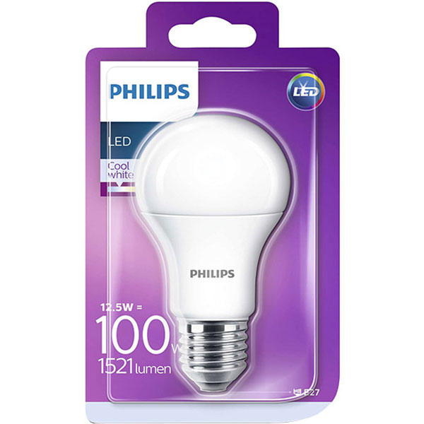 Bec LED PHILIPS A60, E27, 12.5W, 1521lm, lumina rece 