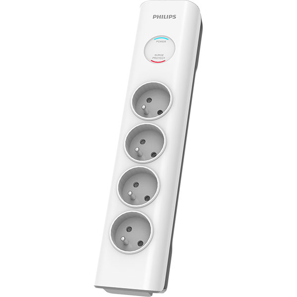 Prelungitor cu protectie PHILIPS SPN7040WA/58, 4 prize, 2m, Protectie copii, alb