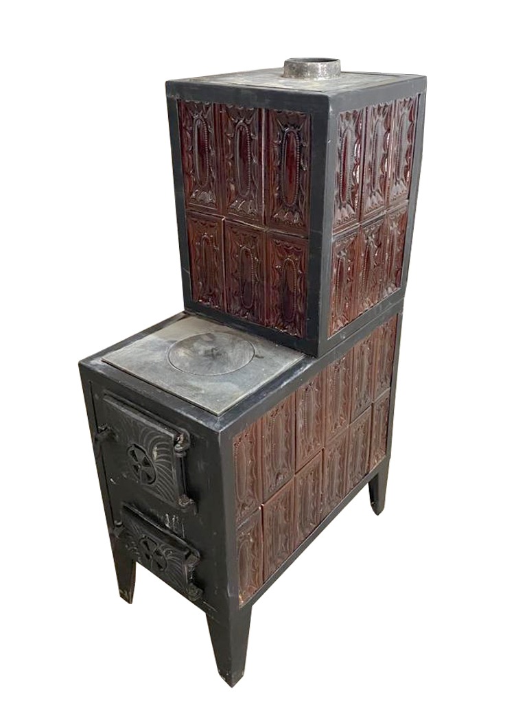 Soba din teracota cu plita din fonta 2RTT, 11 kW, 39 x 69 x 120 cm