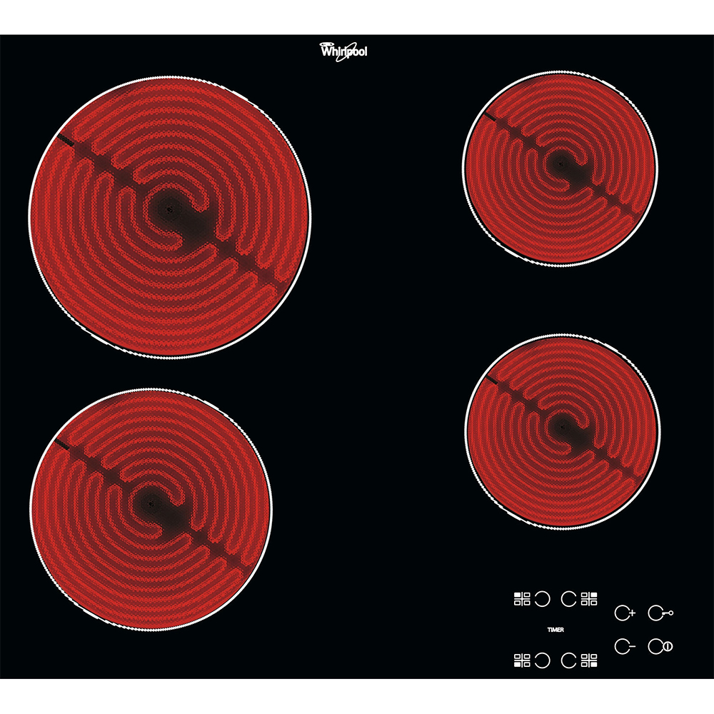 Plita incorporabila WHIRLPOOL AKT 8090/NE, Vitroceramica, 4 arzatoare, negru