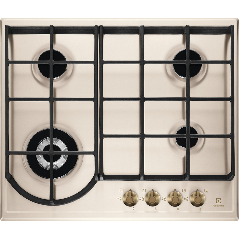 Plita incorporabila ELECTROLUX EGH6343RON, Gaz, 4 arzatoare, Wok, crem