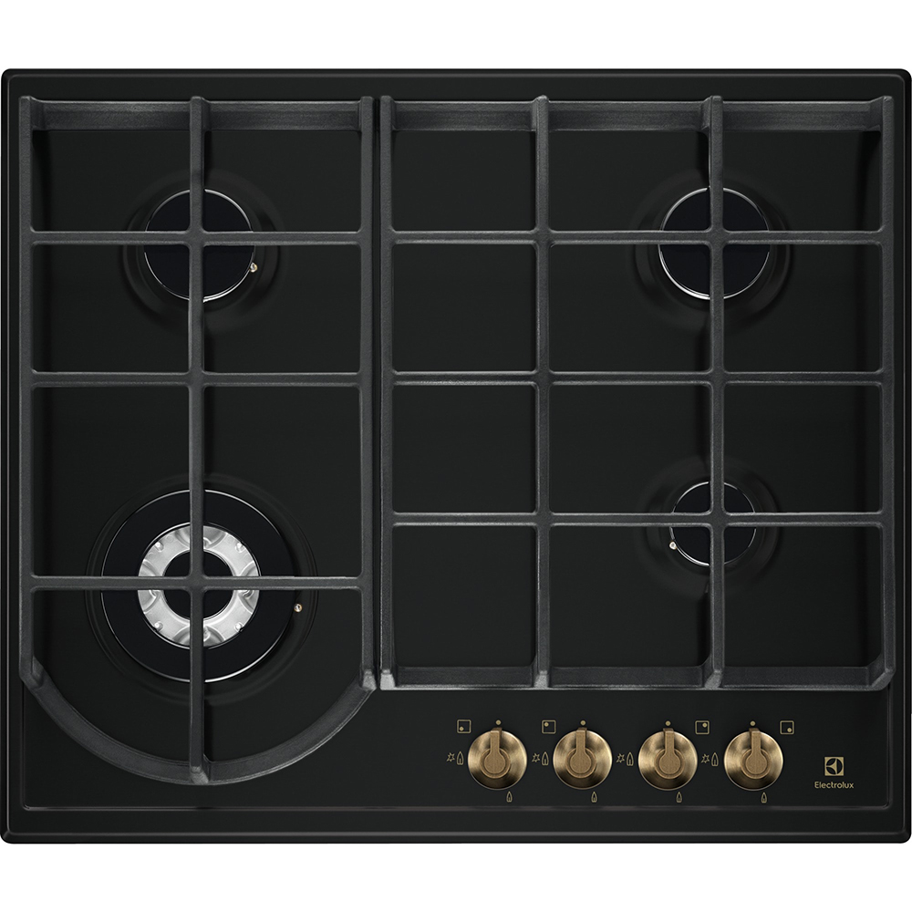 Plita incorporabila ELECTROLUX EGH6343ROR, Gaz, 4 arzatoare, Wok, negru