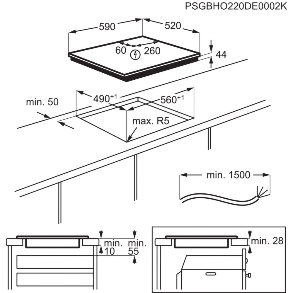 Plita incorporabila ELECTROLUX EIS67453, Inductie, 4 arzatoare, Touch control, negru