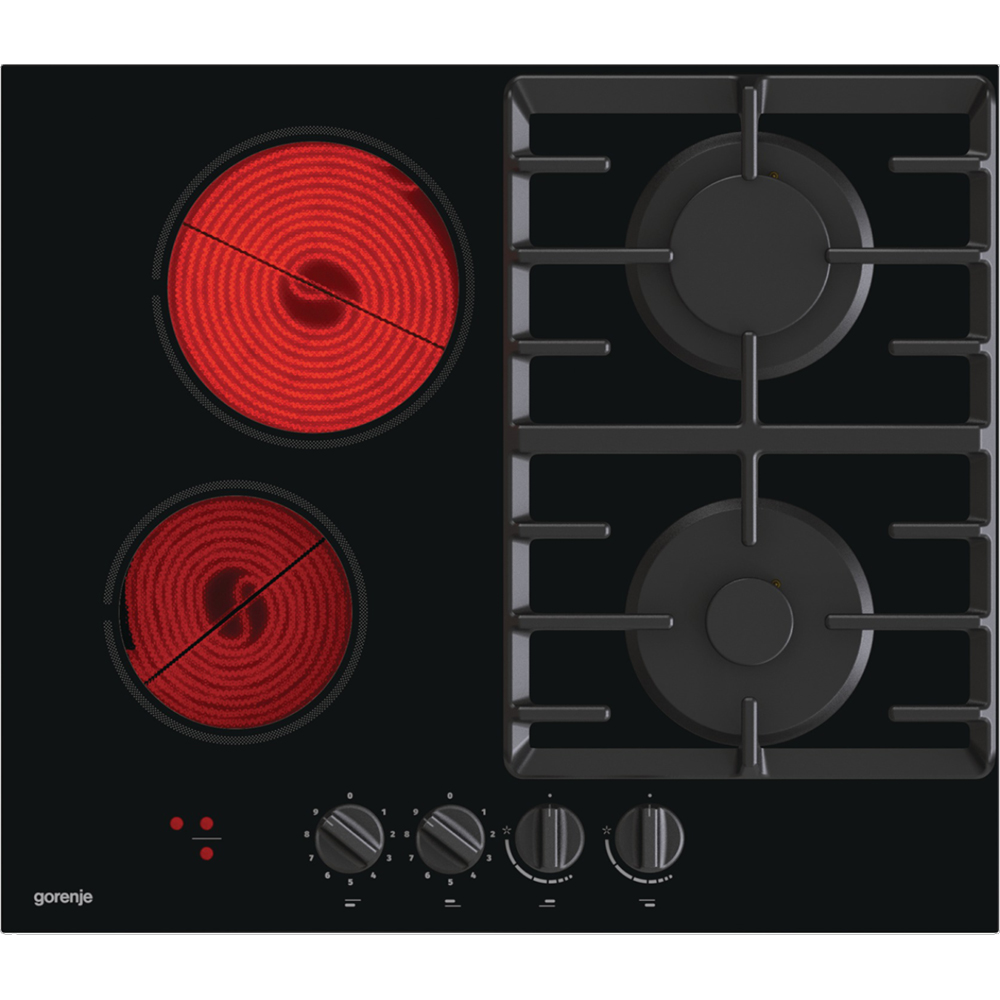 Plita incorporabila GORENJE GCE691BSC, Gaz + Electric, 4 arzatoare, negru