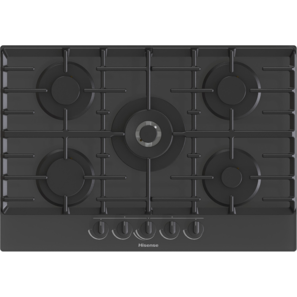 Plita incorporabila HISENSE GG773B, Gaz, 5 arzatoare, Wok, negru