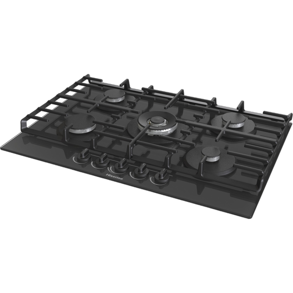 Plita incorporabila HISENSE GG773B, Gaz, 5 arzatoare, Wok, negru