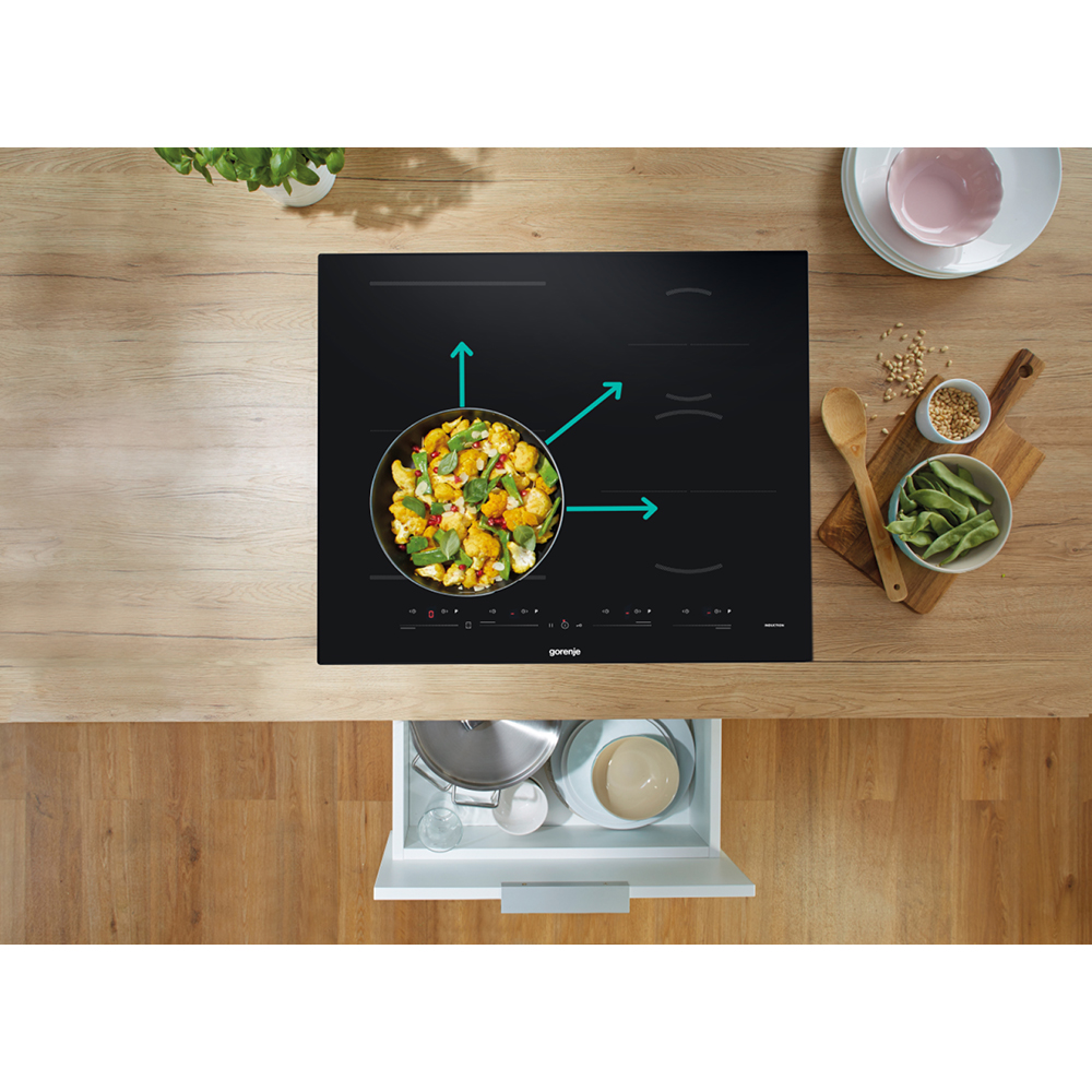 Plita incorporabila GORENJE GI6442BSCE, Inductie, 4 arzatoare, Touch Control, negru