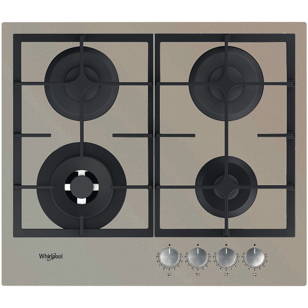 Plita incorporabila WHIRLPOOL GOFL 629/S, Gaz, 4 arzatoare, Wok, silver dawn