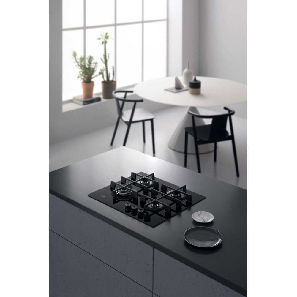 Plita incorporabila WHIRLPOOL GOWL 628/NB EE, Gaz, 4 arzatoare, Wok, negru
