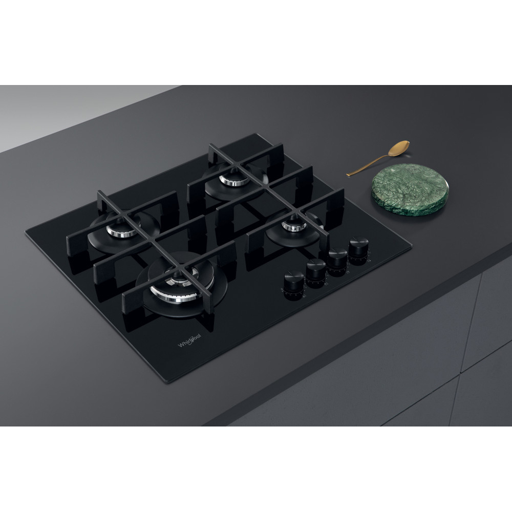 Plita incorporabila WHIRLPOOL GOWL 628/NB EE, Gaz, 4 arzatoare, Wok, negru