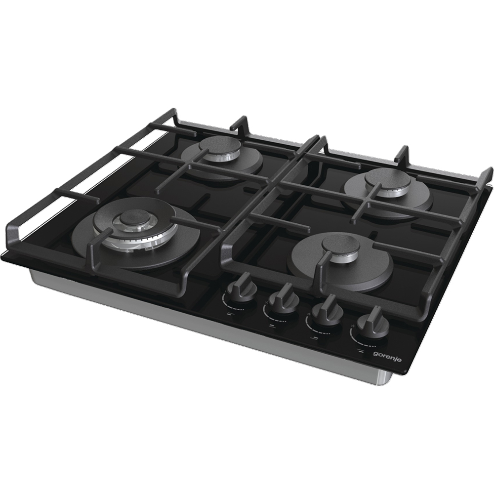 Plita incorporabila GORENJE GTW641EB, Gaz, 4 arzatoare, Wok, negru