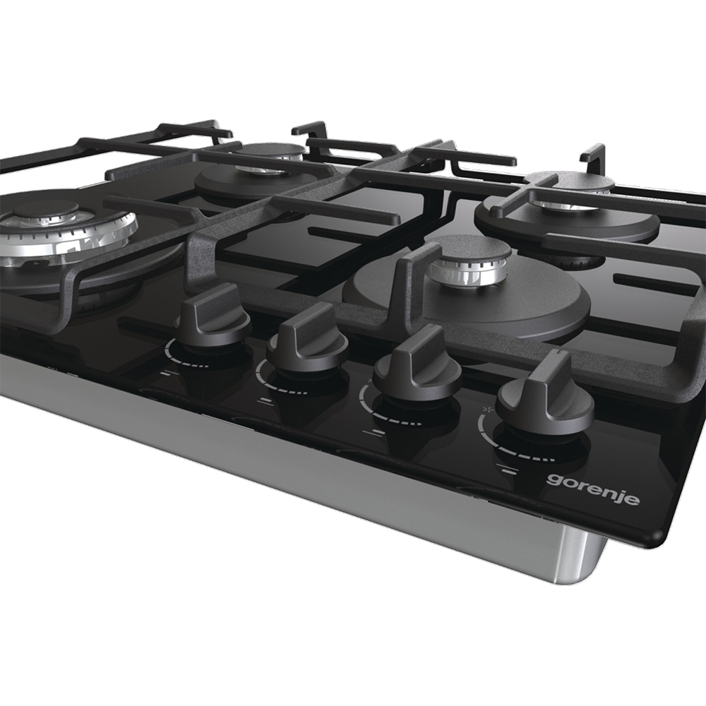 Plita incorporabila GORENJE GTW641EB, Gaz, 4 arzatoare, Wok, negru