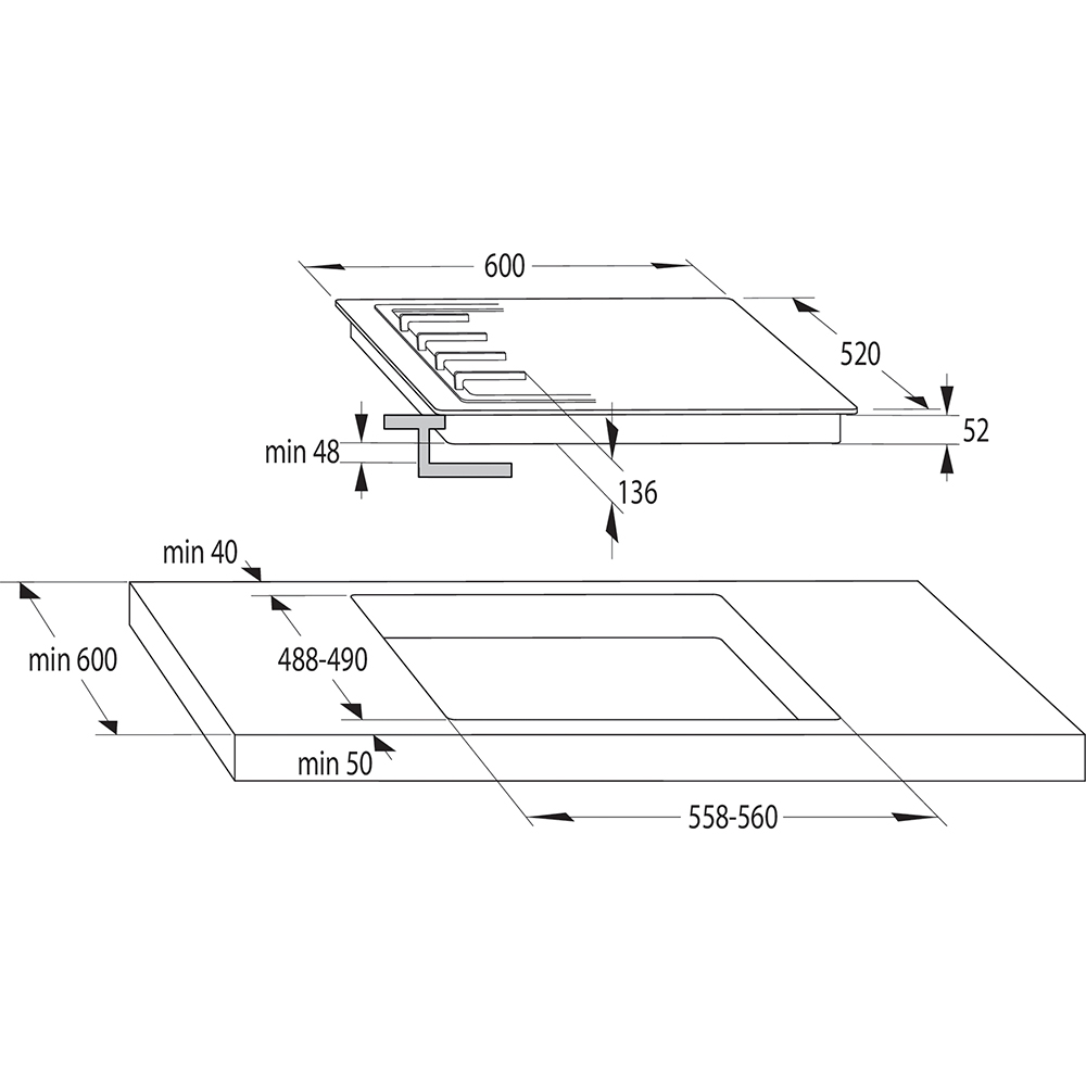 Plita incorporabila GORENJE GTW641EW, Gaz, 4 arzatoare, Wok, alb