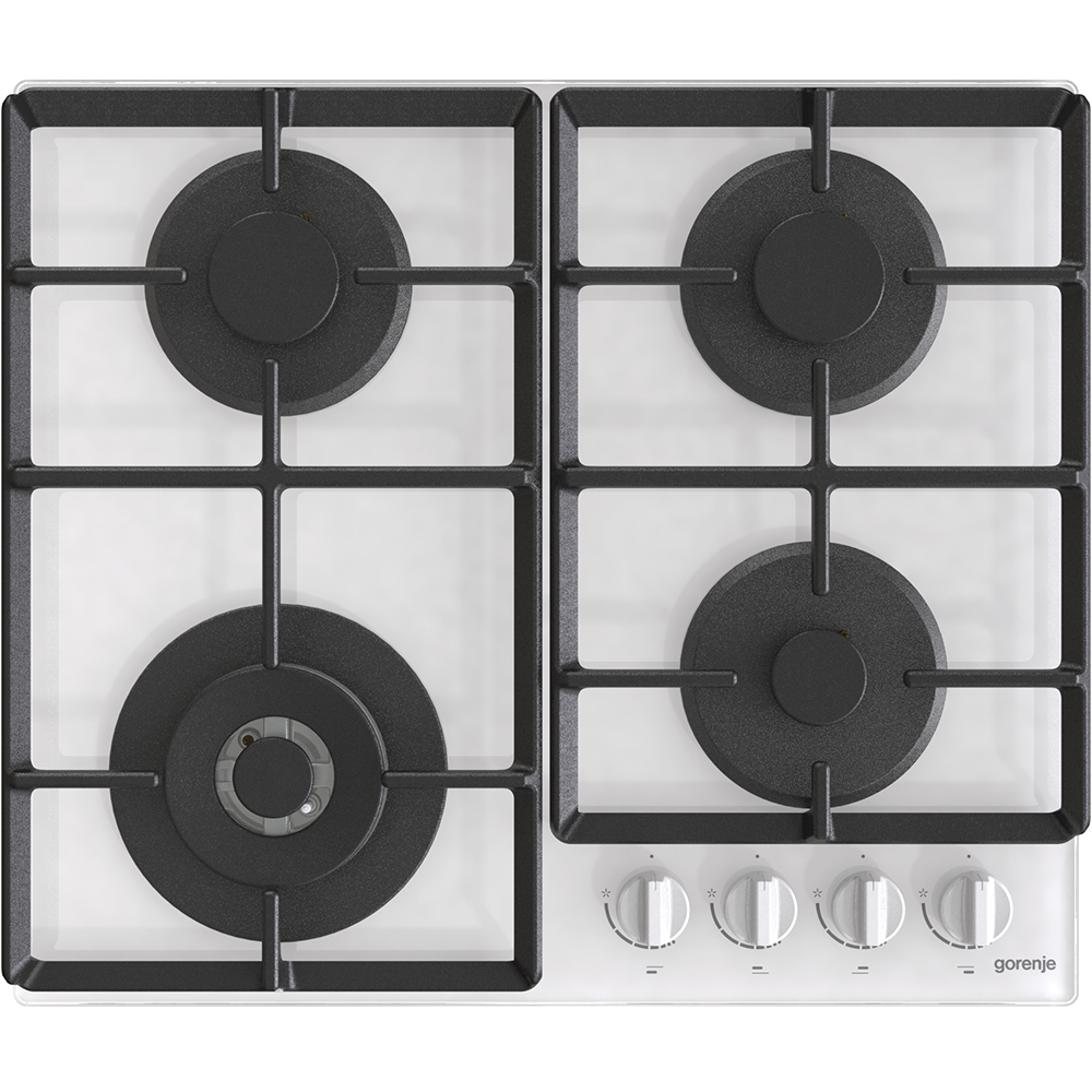 Plita incorporabila GORENJE GTW641EW, Gaz, 4 arzatoare, Wok, alb