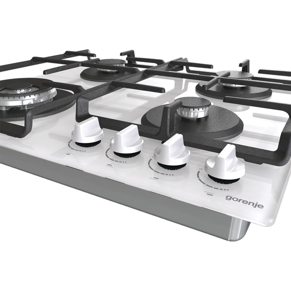 Plita incorporabila GORENJE GTW641EW, Gaz, 4 arzatoare, Wok, alb