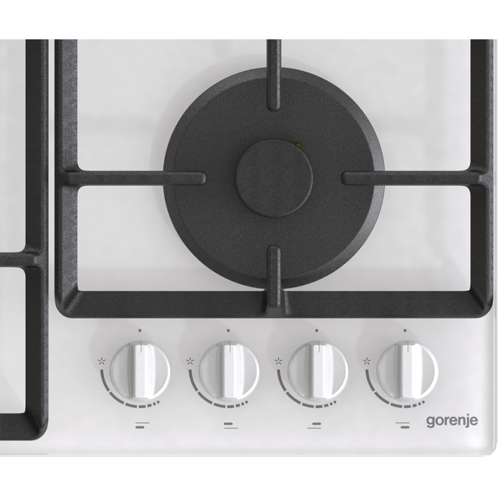 Plita incorporabila GORENJE GTW641EW, Gaz, 4 arzatoare, Wok, alb