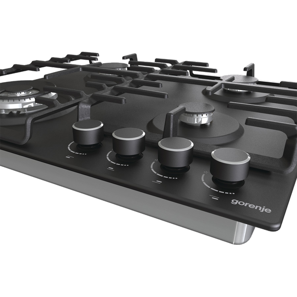 Plita incorporabila GORENJE GW642AB, Gaz, 4 arzatoare, Wok, negru