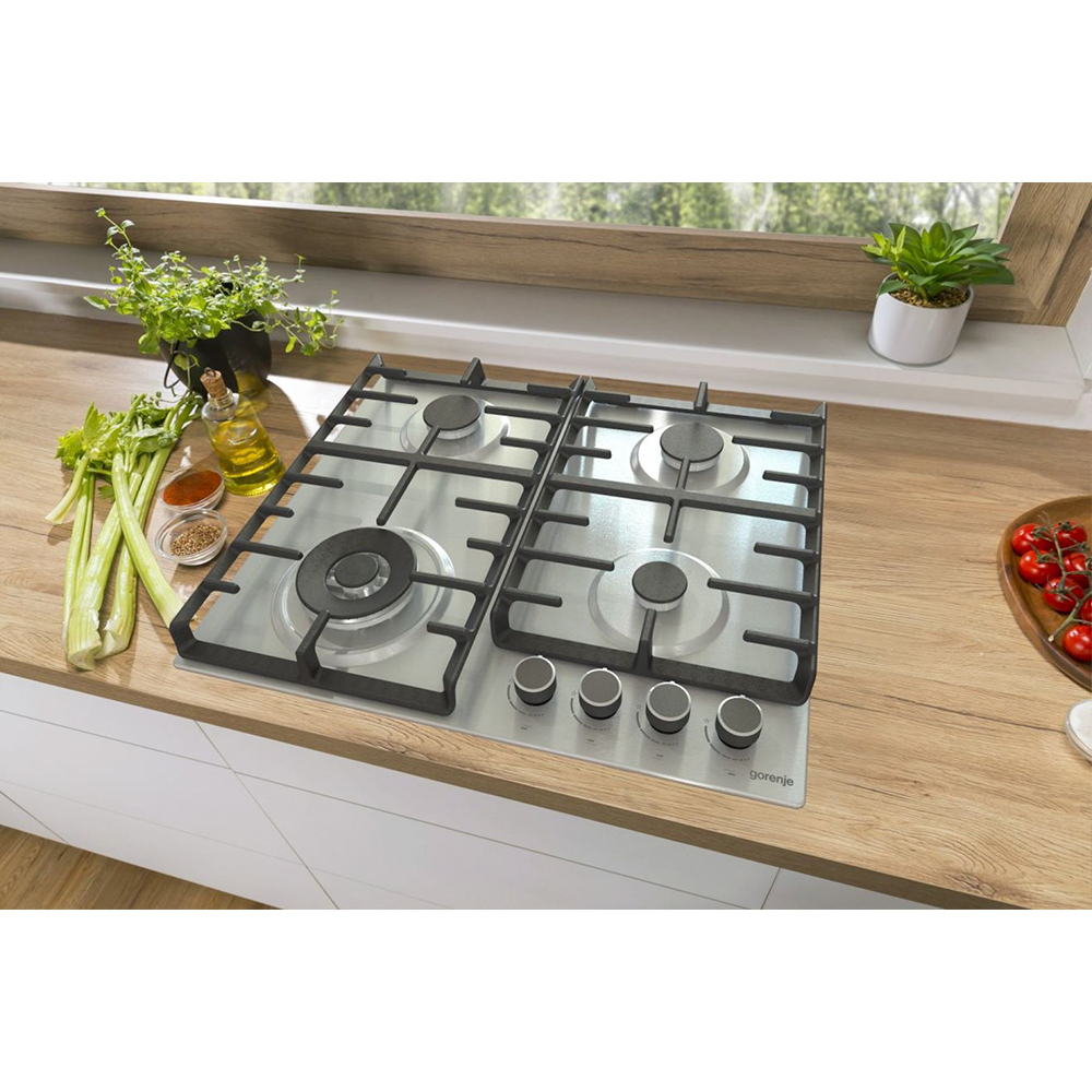 Plita incorporabila GORENJE GW642ABX, Gaz, 4 arzatoare, Wok, inox