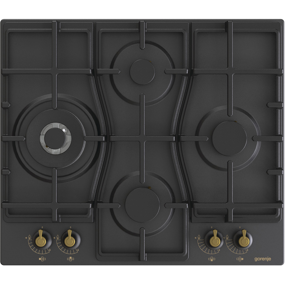 Plita incorporabila GORENJE GW6D42CLB, Gaz, 4 arzatoare, Wok, negru