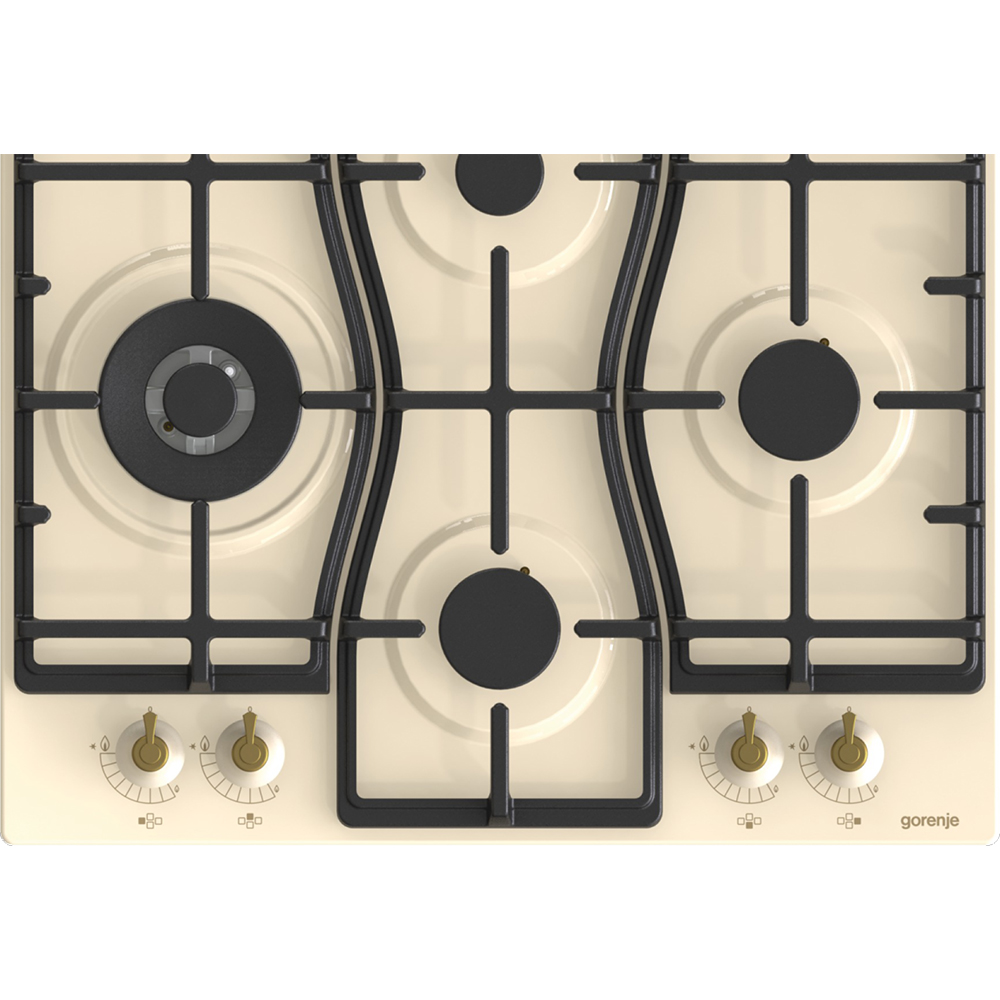 Plita incorporabila GORENJE GW6D42CLI, Gaz, 4 arzatoare, Wok, crem