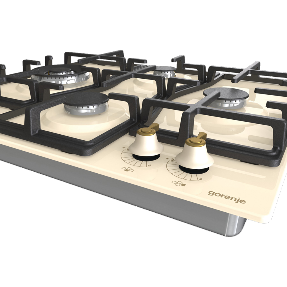 Plita incorporabila GORENJE GW6D42CLI, Gaz, 4 arzatoare, Wok, crem
