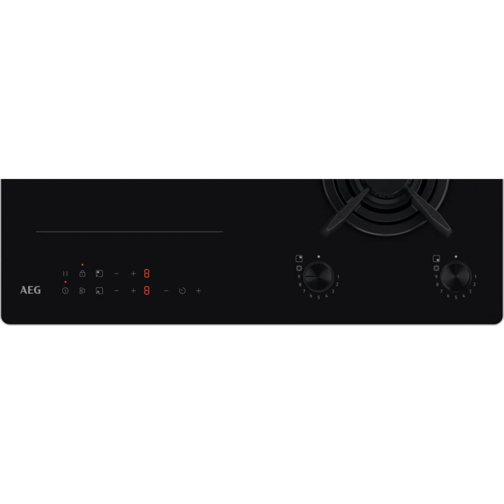 Plita incorporabila AEG HDB64623NB, Gaz + Inductie, 4 arzatoare, Touch Control, negru