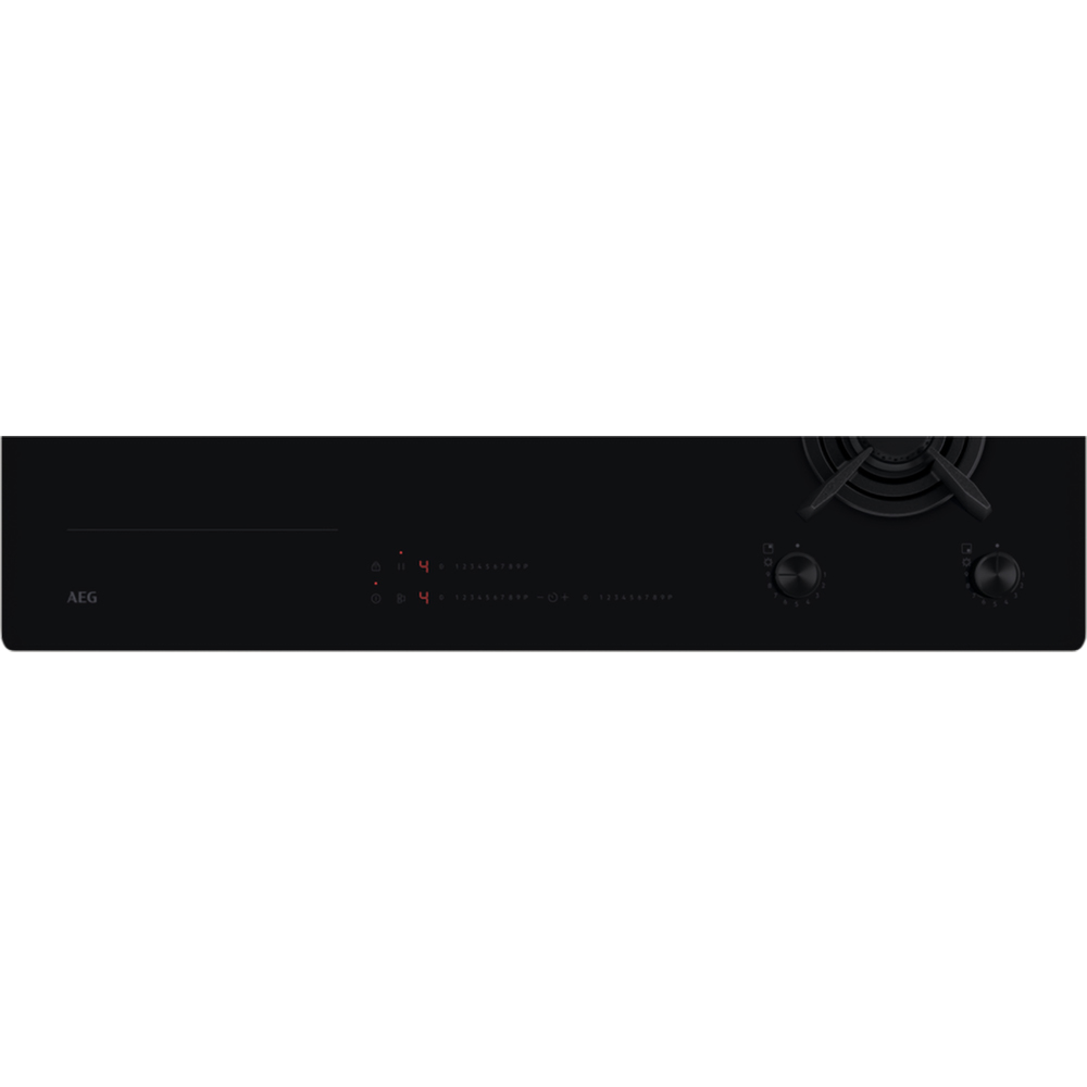 Plita incorporabila AEG HDB95623NB, Gaz + Inductie, 5 arzatoare, negru
