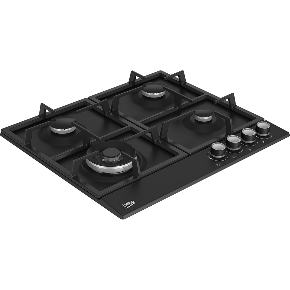 Plita incorporabila BEKO HIAW64225SB, Gaz, 4 arzatoare, Wok, negru