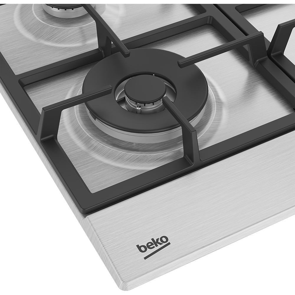 Plita incorporabila BEKO HIAW64225SX, Gaz, 4 arzatoare, Wok, inox