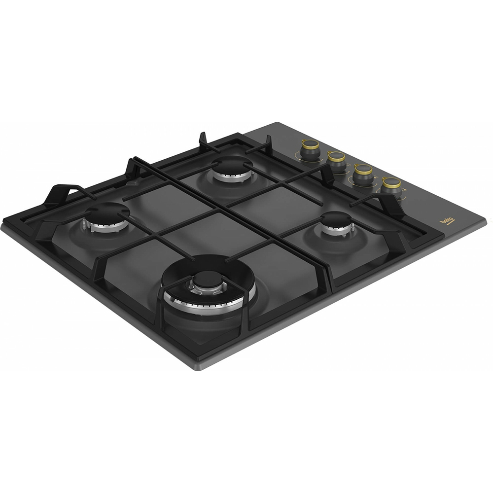 Plita incorporabila BEKO HIGG64125SAR, Gaz, 4 arzatoare, Wok, antracit