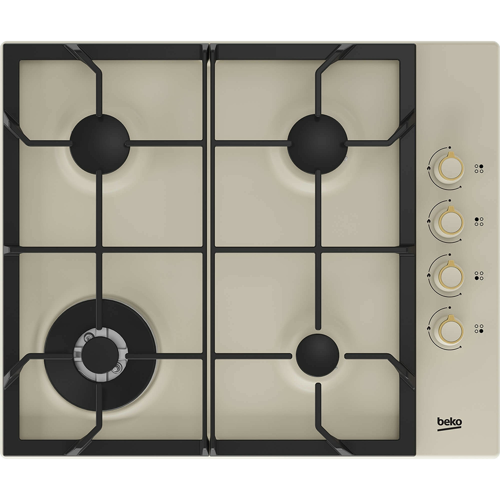 Plita incorporabila BEKO HIGG64125SCR, Gaz, 4 arzatoare, Wok, crem