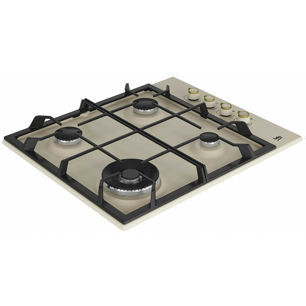 Plita incorporabila BEKO HIGG64125SCR, Gaz, 4 arzatoare, Wok, crem