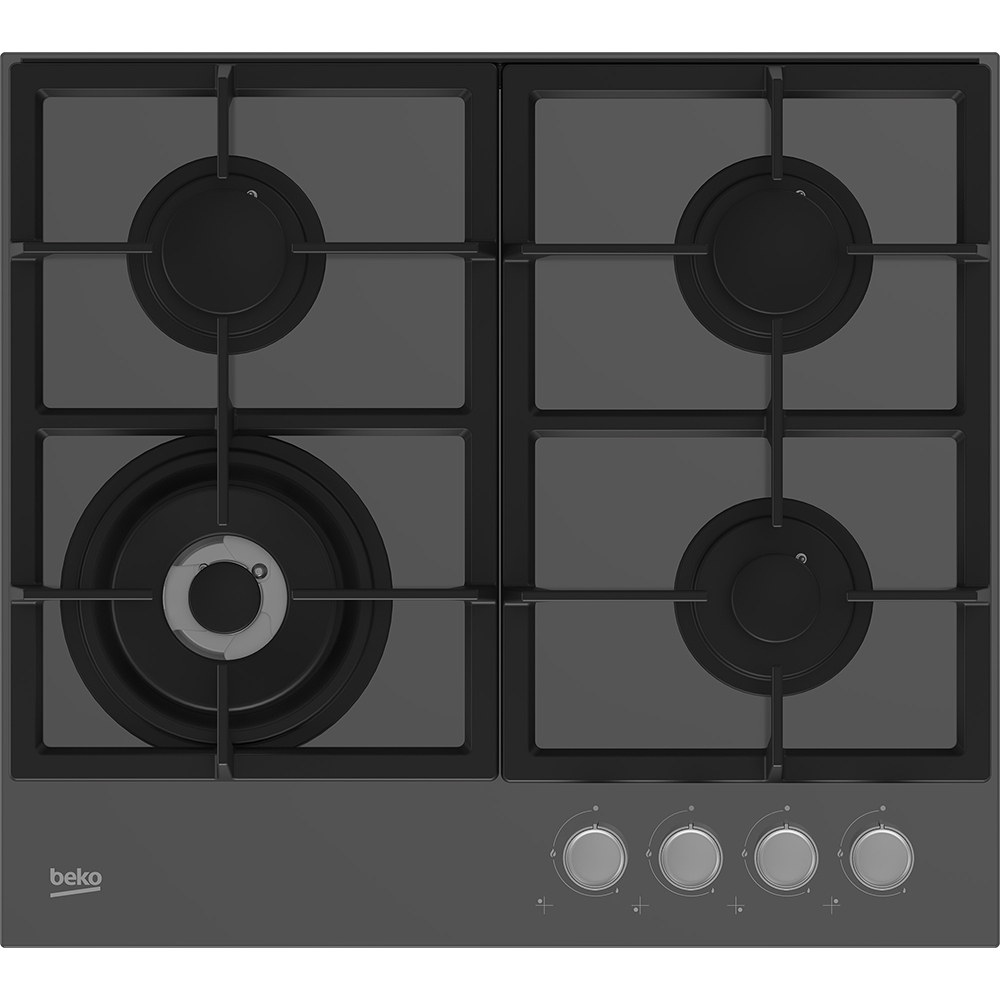 Plita incorporabila BEKO HILW64225SZG, Gaz, 4 arzatoare, Wok, gri zara