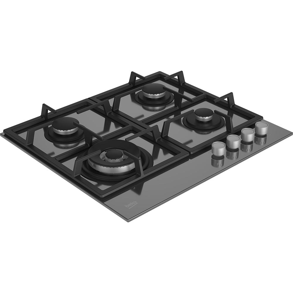 Plita incorporabila BEKO HILW64225SZG, Gaz, 4 arzatoare, Wok, gri zara