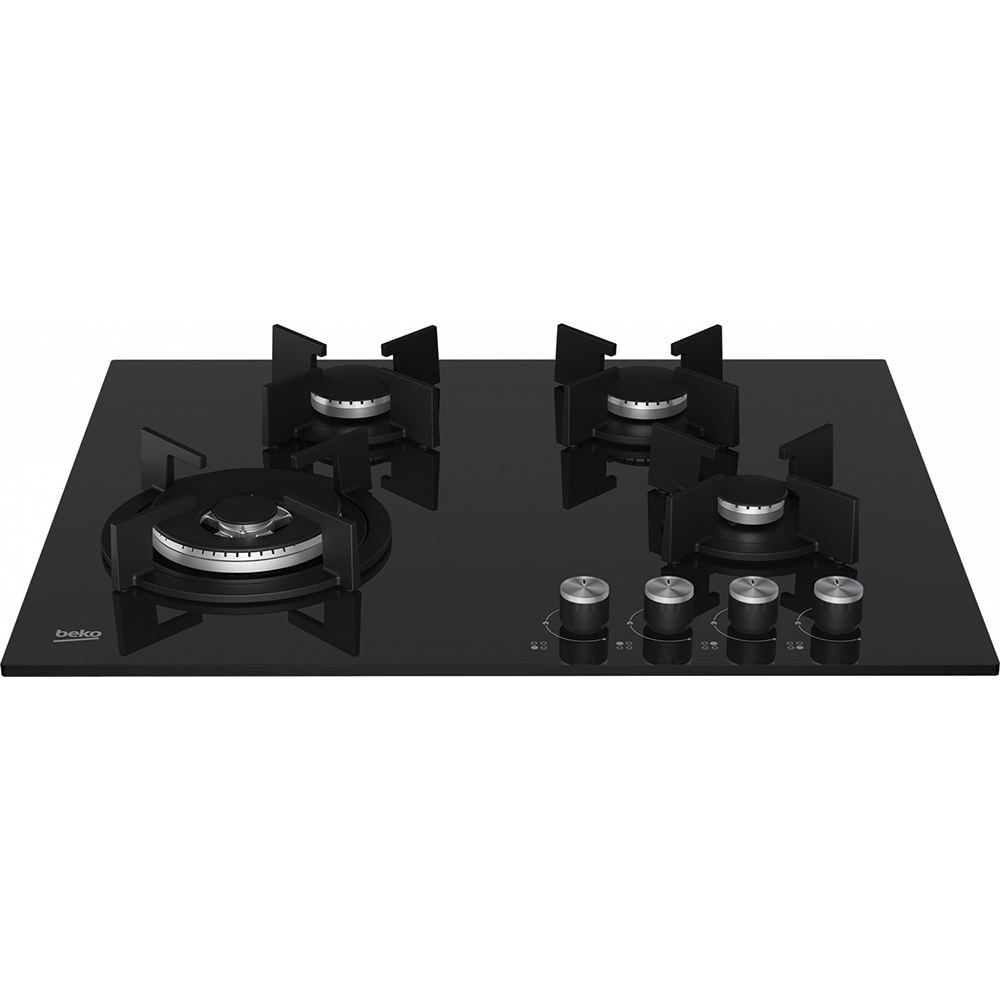 Plita incorporabila BEKO HINW64229S, Gaz, 4 arzatoare, Wok, negru