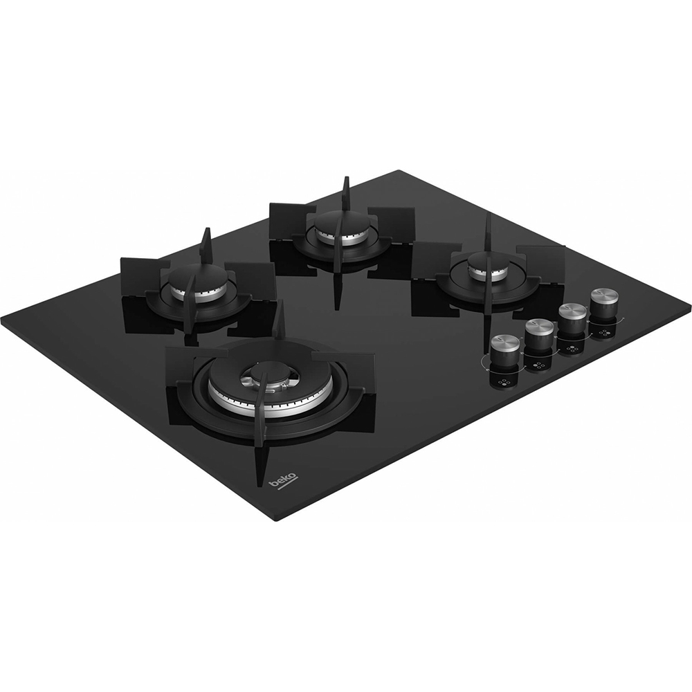 Plita incorporabila BEKO HINW64229S, Gaz, 4 arzatoare, Wok, negru