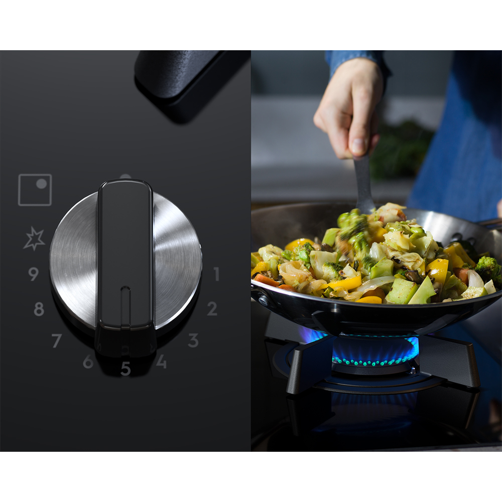 Plita incorporabila ELECTROLUX KDI951723K, Gaz + Inductie, 5 arzatoare, negru