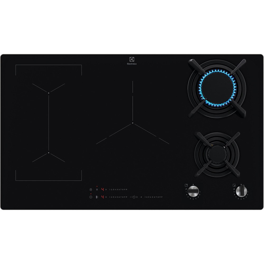 Plita incorporabila ELECTROLUX KDI951723K, Gaz + Inductie, 5 arzatoare, negru
