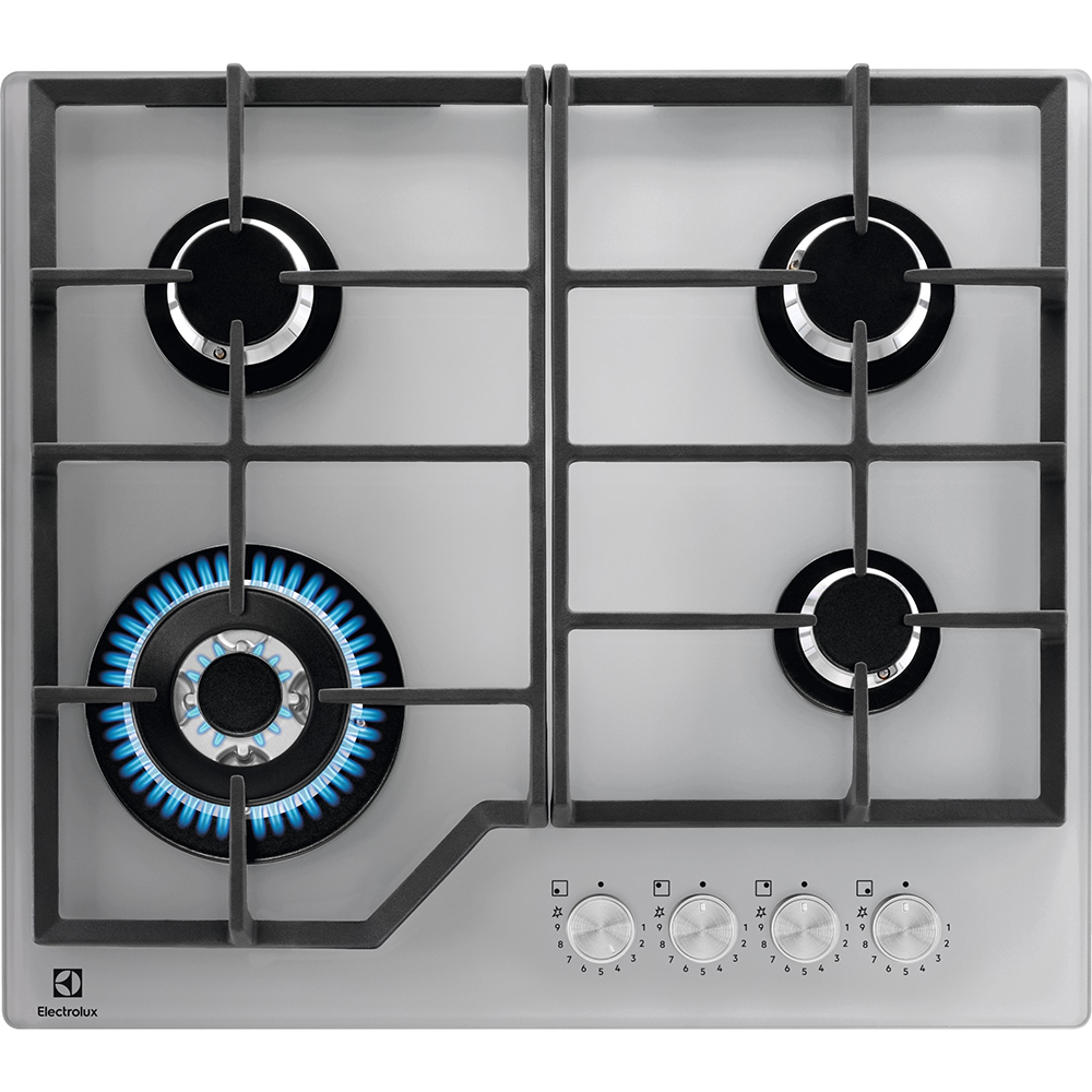 Plita incorporabila ELECTROLUX KGG64362S, Gaz, 4 arzatoare, Wok, argintiu
