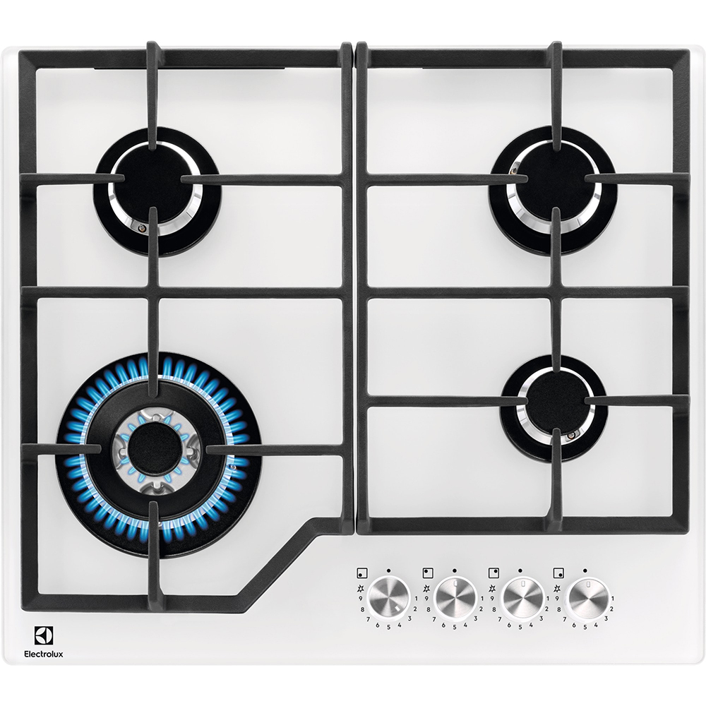 Plita incorporabila ELECTROLUX GG64362W, Gaz, 4 arzatoare, Wok, alb