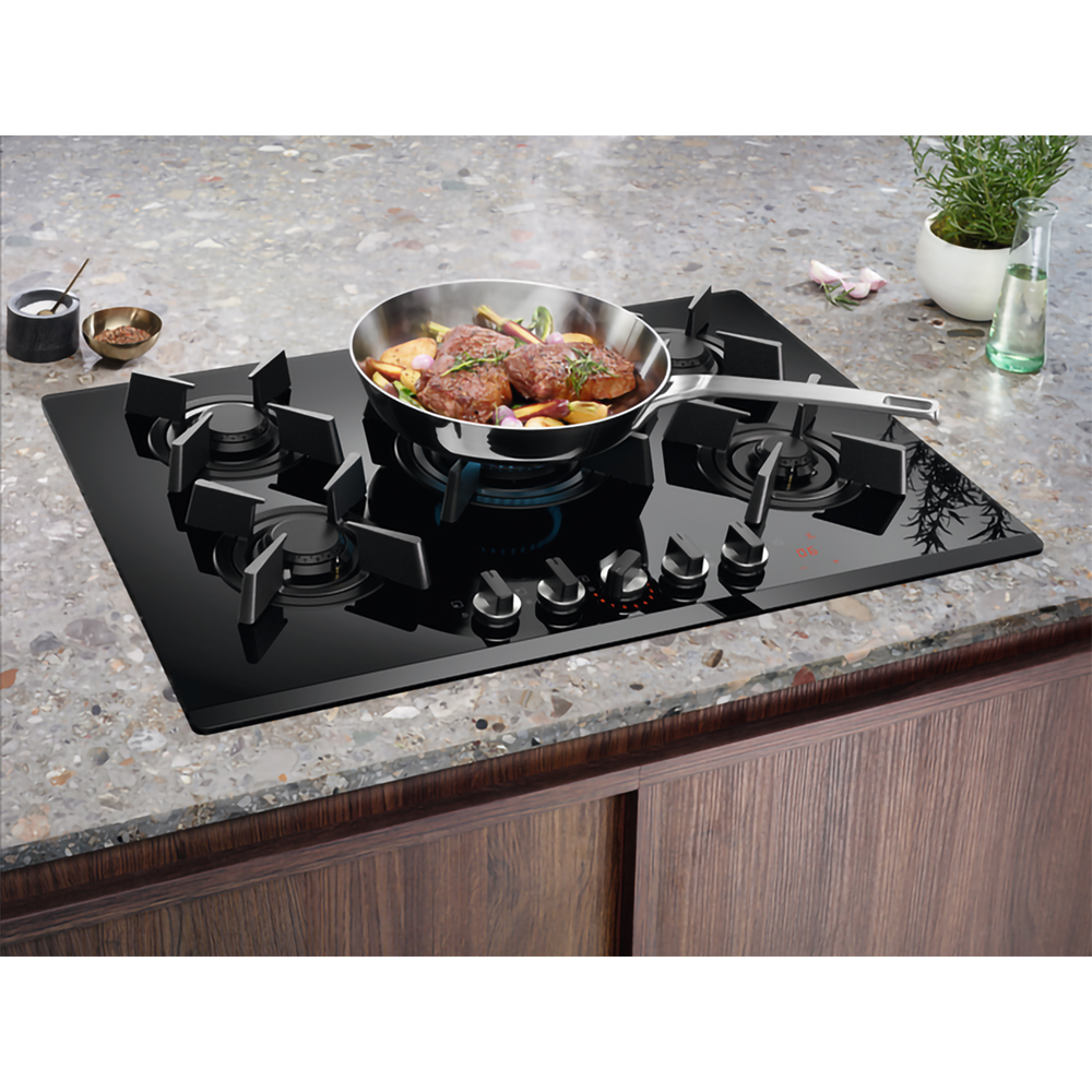 Plita incorporabila ELECTROLUX KGG753753K, Gaz, 5 arzatoare, negru