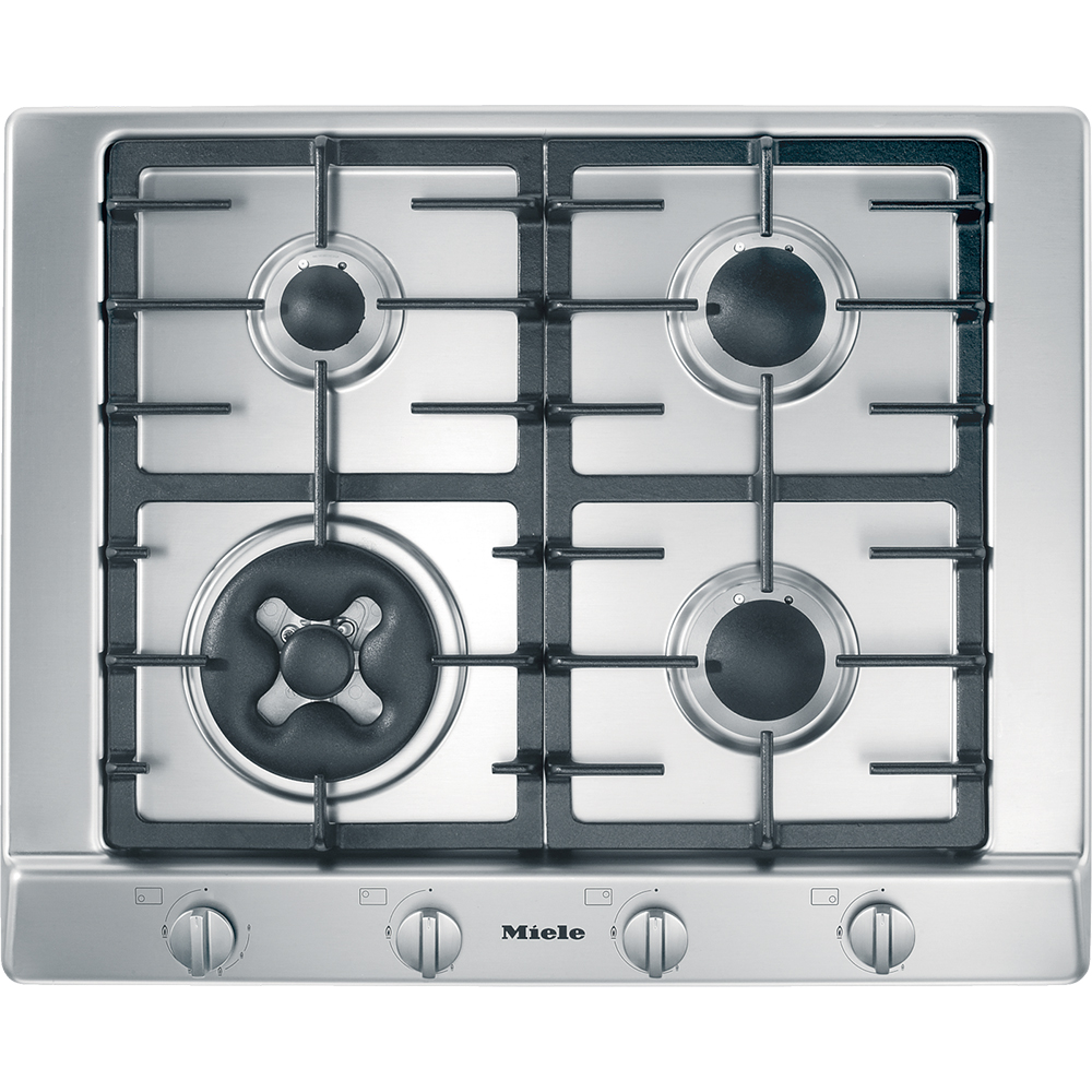 Plita incorporabila MIELE KM 2014, Gaz, 4 arzatoare, Wok, inox