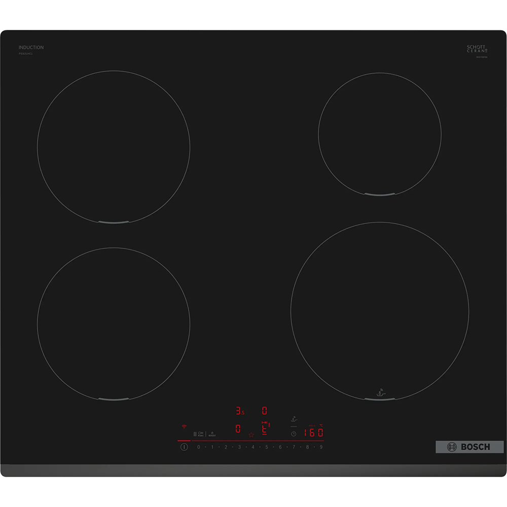 Plita incorporabila BOSCH PIE631HC1E, Inductie, 4 arzatoare, Touch Control, negru