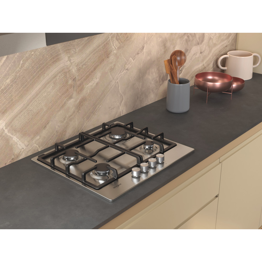 Plita incorporabila WHIRLPOOL TKRL 660 IX, Gaz, 4 arzatoare, inox